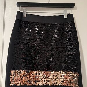 DKNY Black and Gold Sequin Pencil Skirt